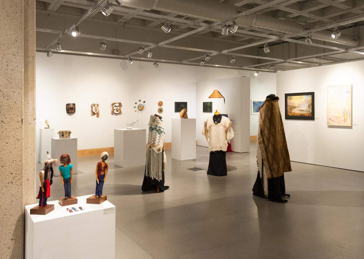 Indigenous artists from the Pacific Rim and beyond are represented in “The Longhouse at 25: Across the Waters” exhibit celebrating the 25th anniversary of the Longhouse Education and Cultural Center. The exhibit is on display until Jan. 29 at the Evergreen Gallery at Evergreen State College in Olympia.