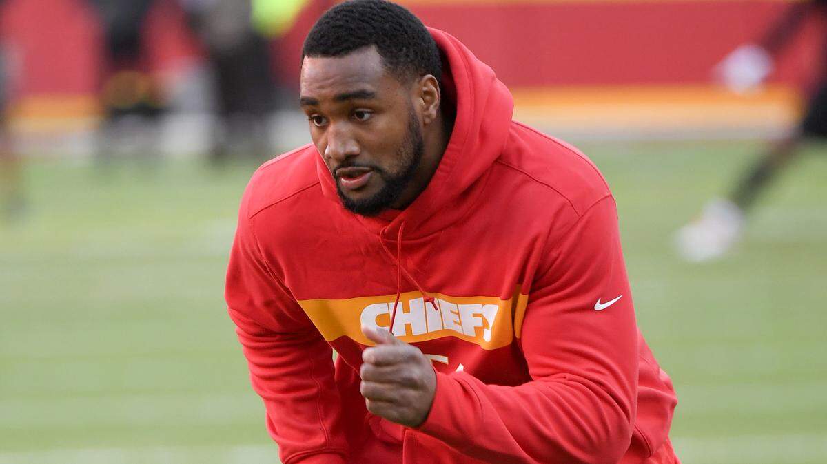 Kansas City Chiefs defensive end Nate Orchard (54) during warm-ups for an NFL football game in Kansas City, Mo., Sunday, Oct. 21, 2018. (AP Photo/Reed Hoffmann)