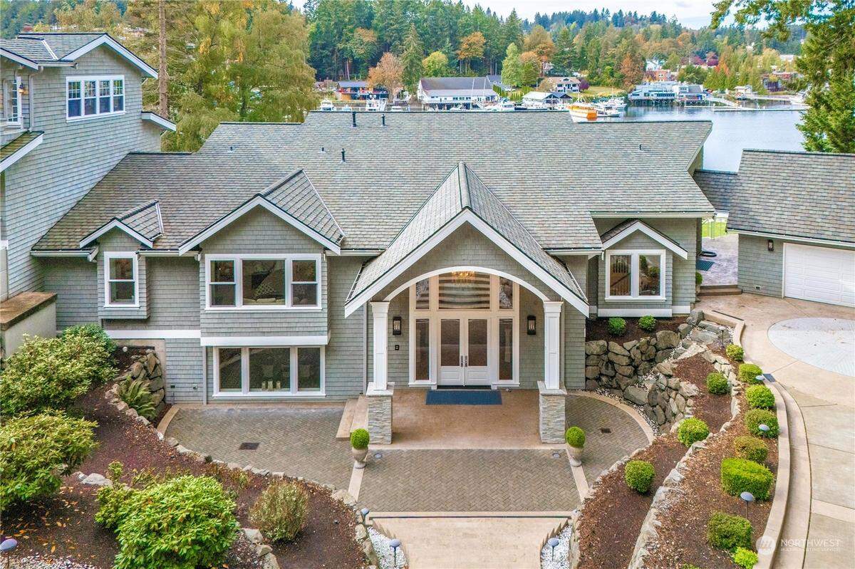 The $12.8 million home at 7906 Goodman Dr. NW is built into the hillside in Gig Harbor, Wash.