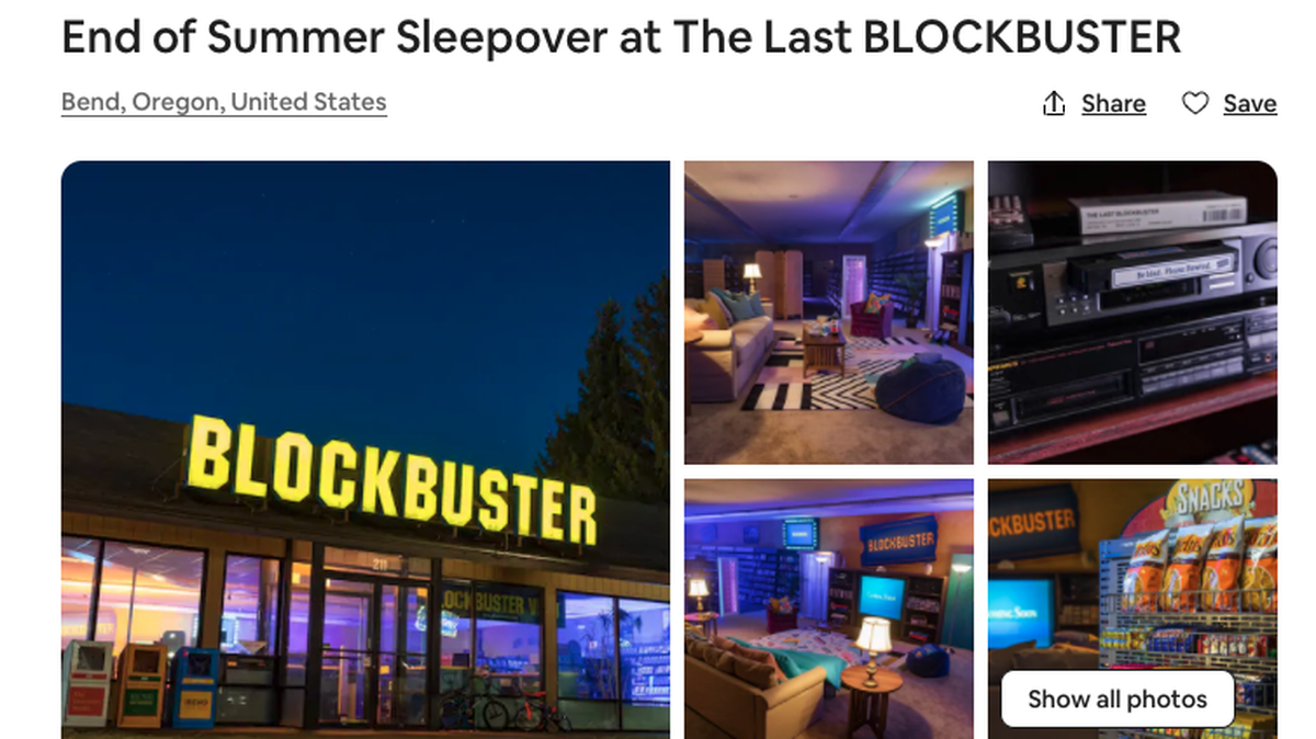 The last Blockbuster location in Bend, Oregon will invite overnight guests for a 90s style movie night.