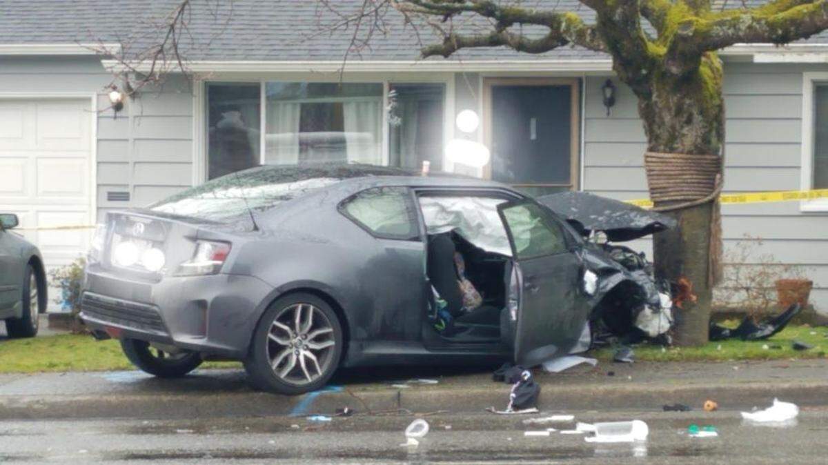 The driver of this vehicle died after colliding with another vehicle on South Orchard Street Monday in Tacoma.