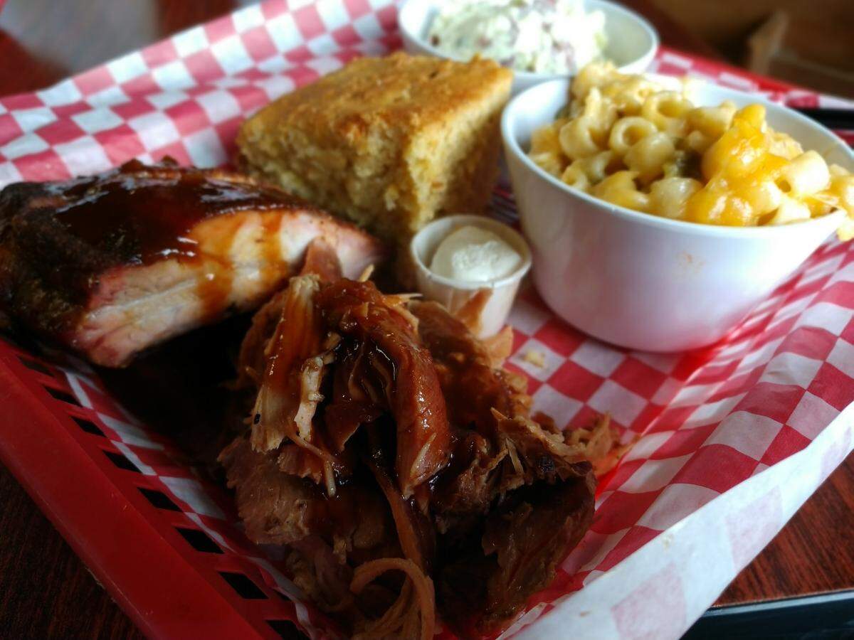 Ribs and pulled chicken from Southbay Dickerson’s BBQ in Olympia.