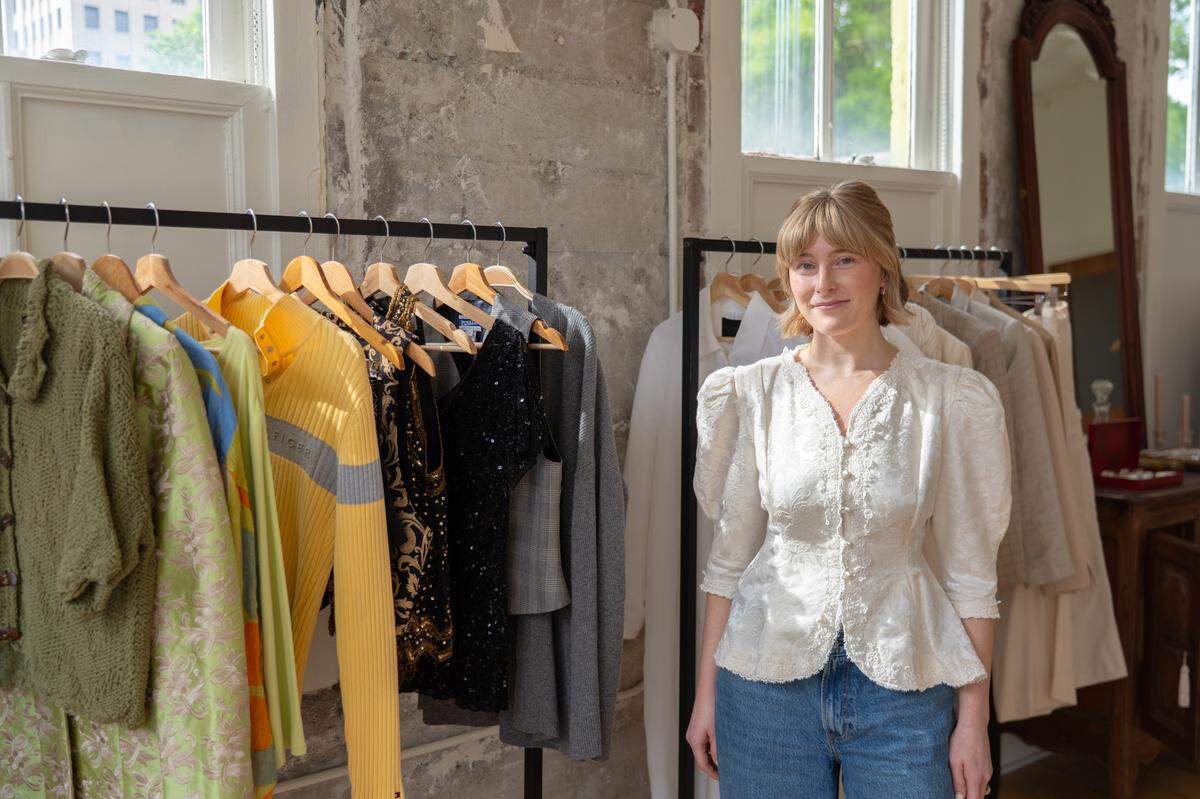 Continuum Vintage owner Aleasha Posey poses for a portrait at the store on May 8, 2026.