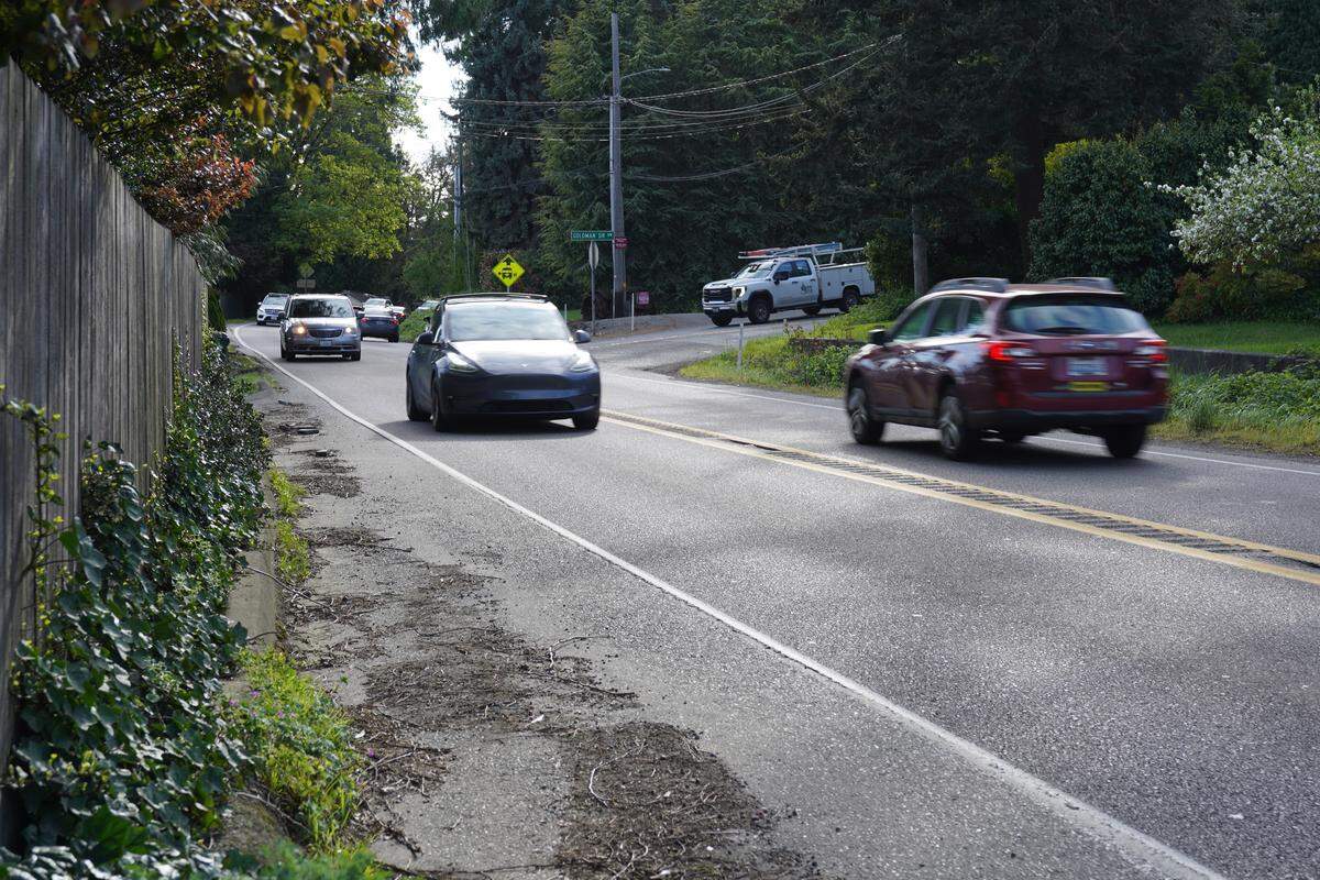 Cars leaving the Purdy Bridge toward the Key Peninsula encounter what locals call the “Wauna curves,” a section of state Route 302 with sharp turns, pictured on Monday, April 27, 2026.