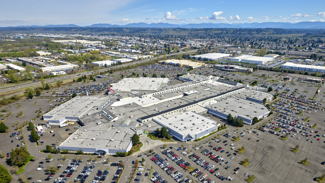 An aerial view of The Outlet Collection Seattle, located in Auburn. The outlet mall has been acquired by New York-based Lightstone for $82 million.