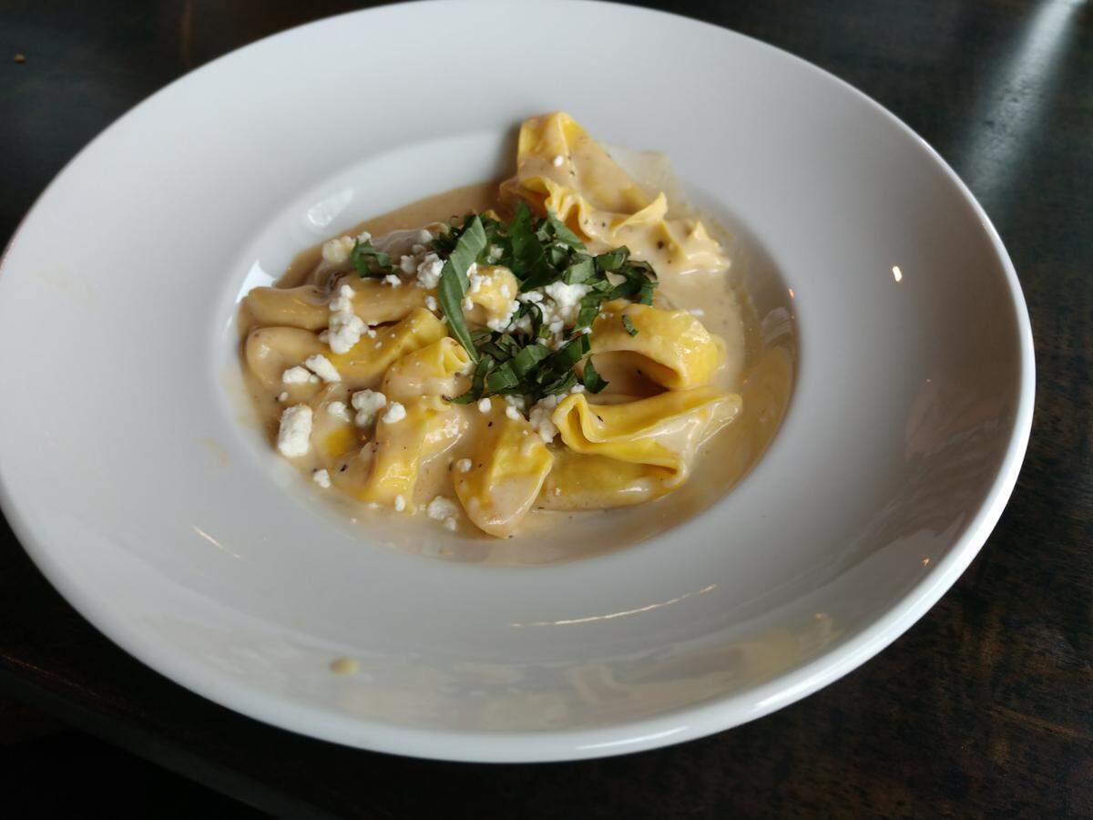Tortellacci are jumbo raviolis filled with butternut squash at Gino’s at the Point on the Dash Point waterfront.