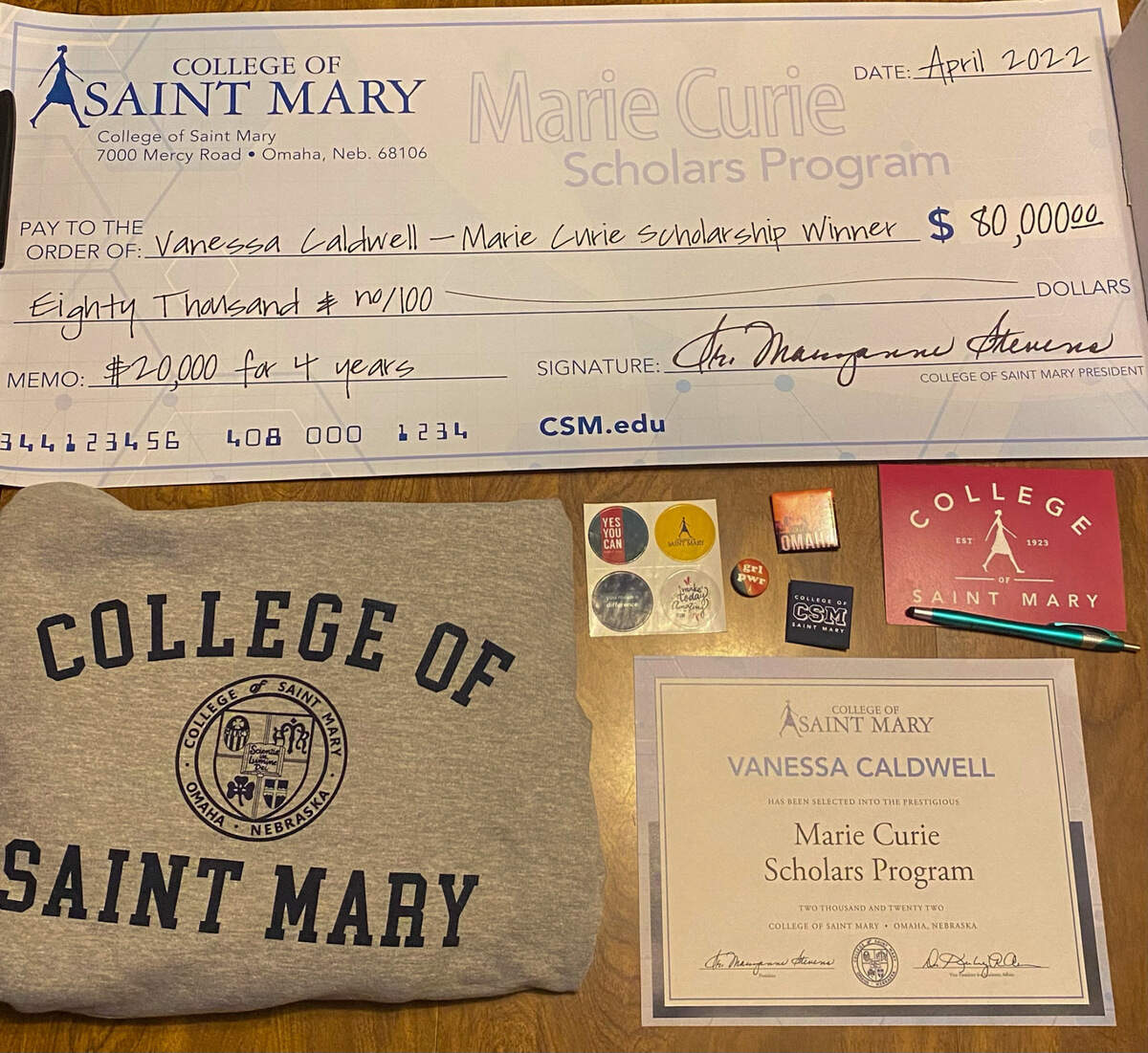Vanessa Caldwell is a Puyallup High School senior about to earn her high school diploma in June. She is the only PHS student to receive an $80,000 Marie Curie scholarship so far.