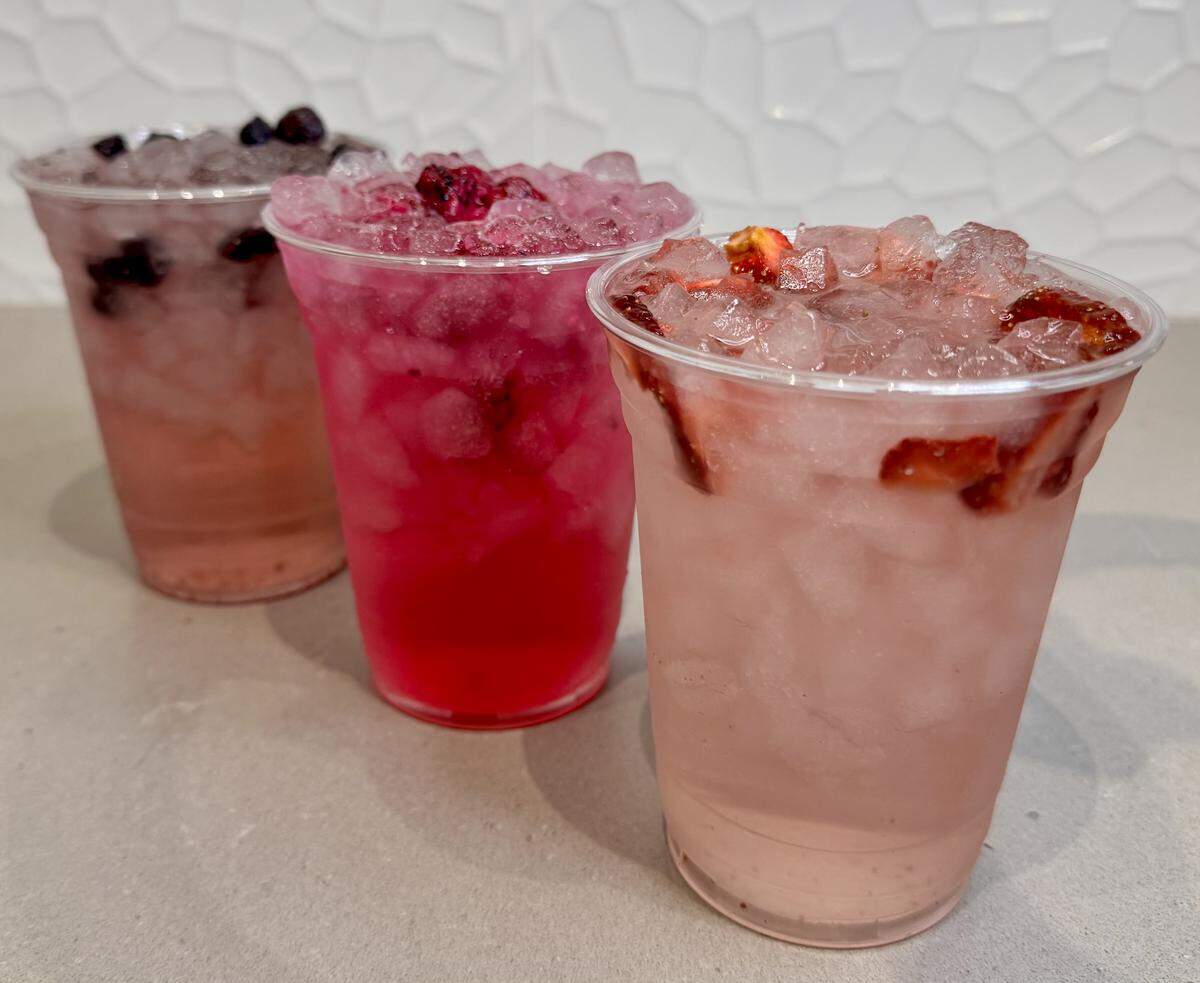 A trio of refreshers at The Coffee Spot: blueberry kiwi, mango dragonfruit and strawberry piña colada.