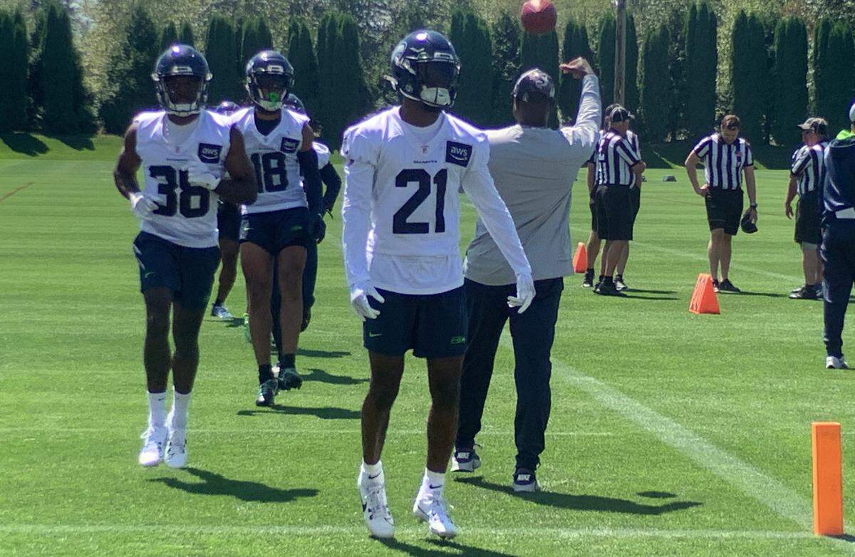 Top rookie draft choice Devon Witherspoon ended his two-day holdout, signed his contract and practiced for the first time in Seahawks training camp Friday, July 28, 2023, at the Virginia Mason Athletic Center in Renton.