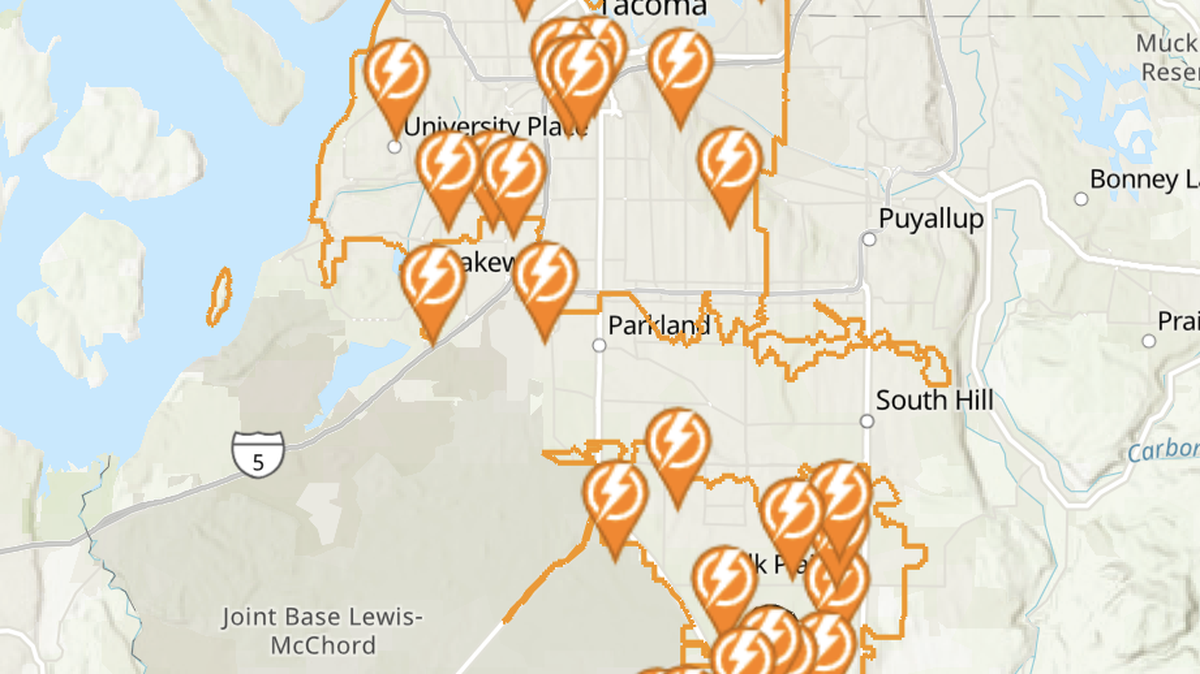 Around 3,000 Tacoma Public Utilities customers lack power after persistent windy weather on Saturday, October 25.