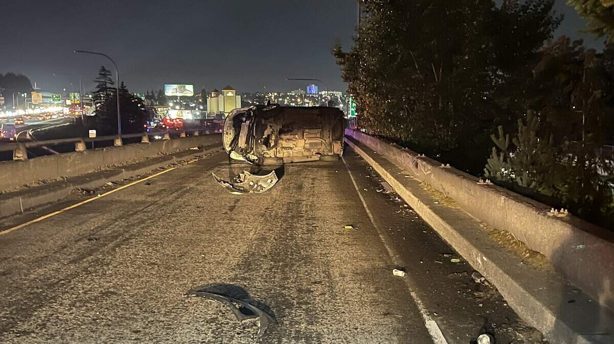 One person has been arrested and another was injured after a single-car rollover crash in Tacoma on October 9, 2025.