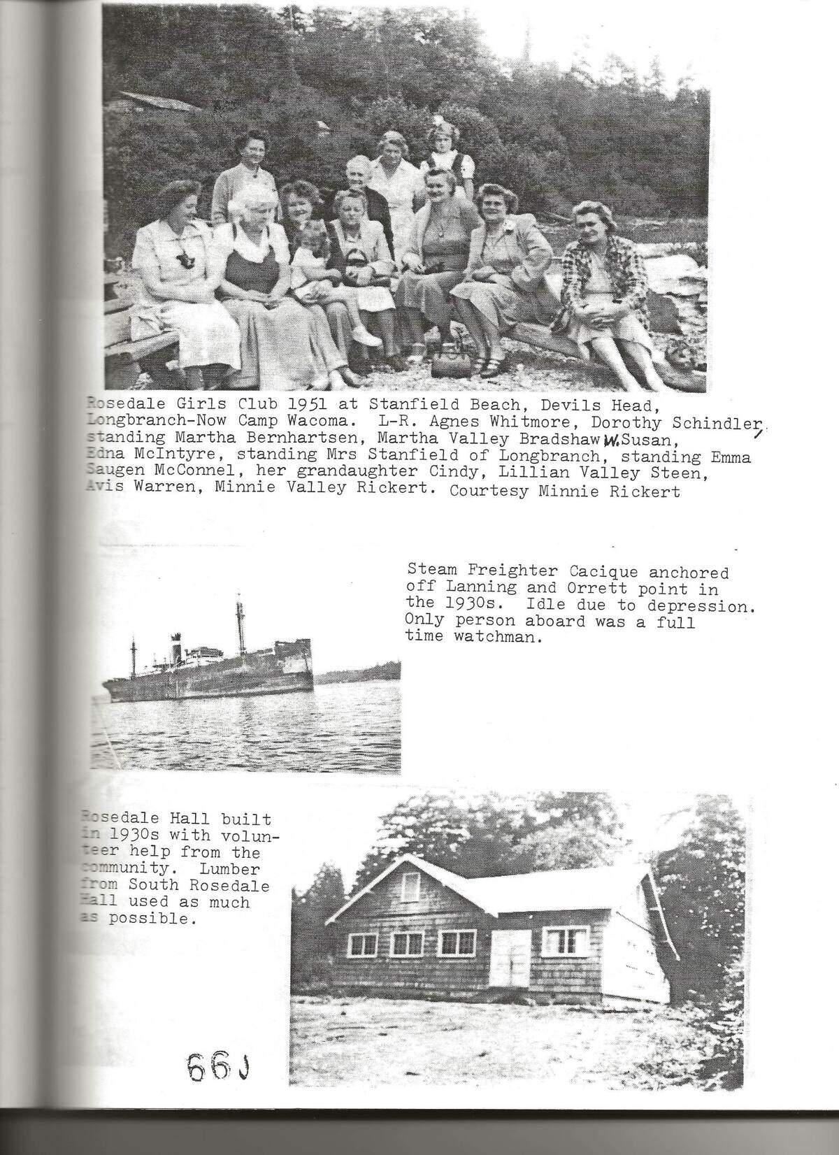 A page from Bob Crandall’s book, “Rosedale,” shows a picture of an early Rosedale Hall in the bottom right corner.