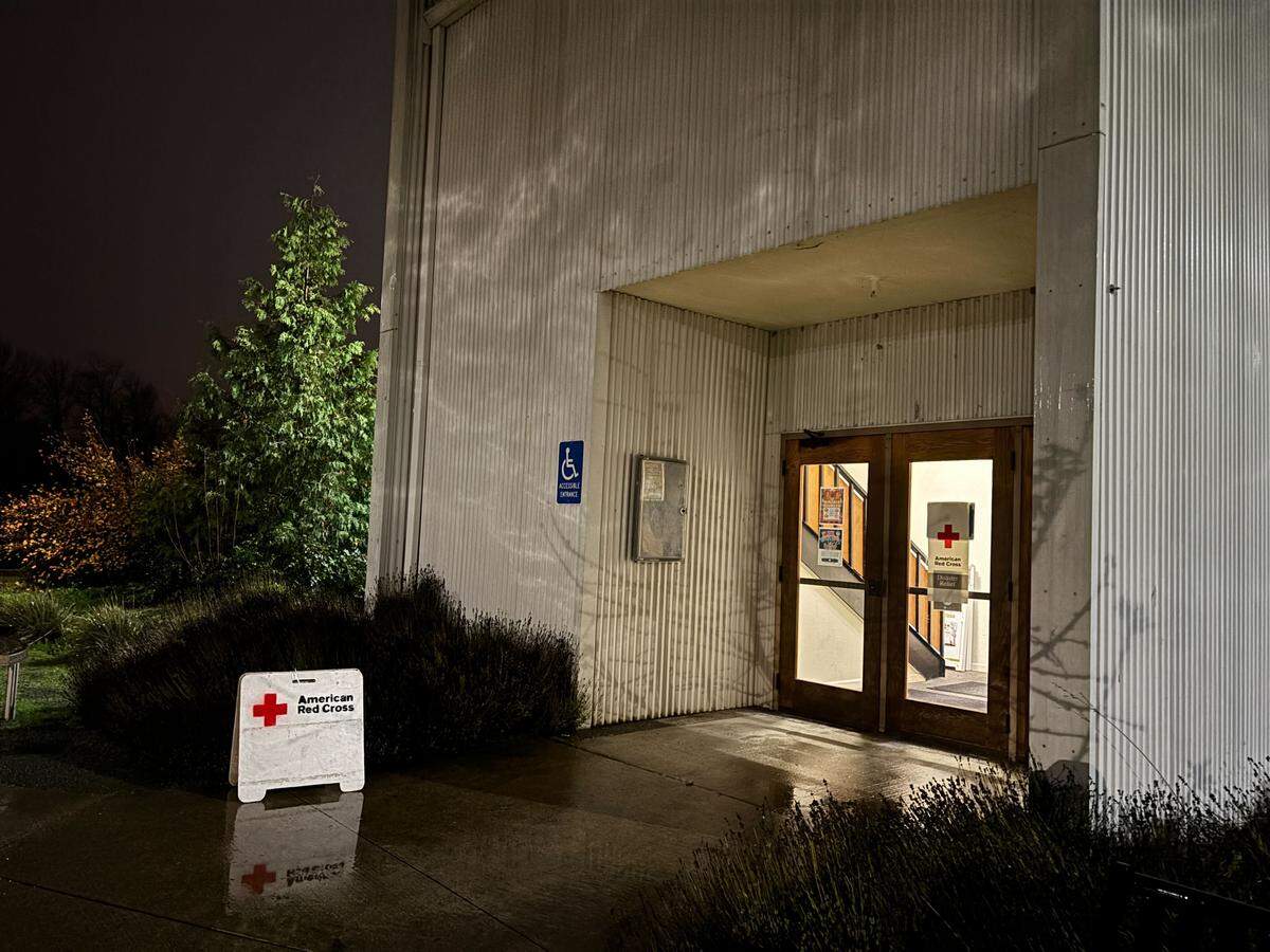 An American Red Cross shelter for flood evacuees, located at South Hill’s Meridian Habitat Park at 14422 Meridian East on Dec. 11, 2025. 
