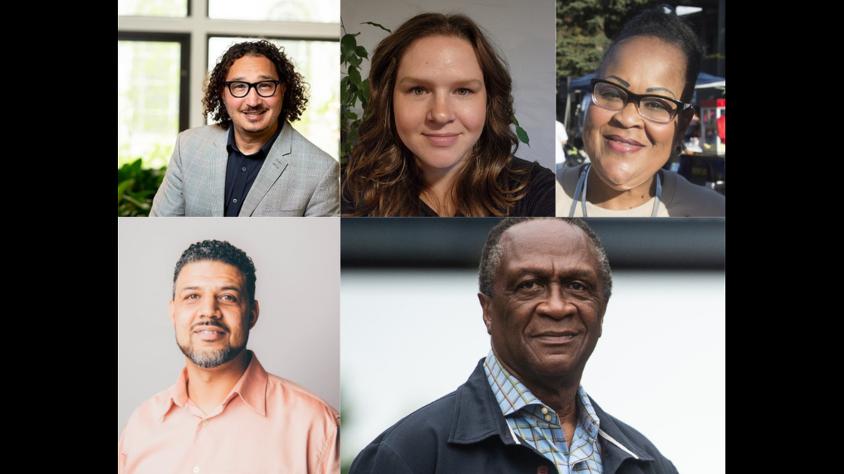 Five community leaders will join The News Tribune and Safe Streets on Thursday, May 4, 2023, to discuss preventing youth violence in Tacoma. Panelists will be, clockwise from top left, Kevin Williams, Kaitlan Ohler, Candace Wesley, Jim Walton and Marlin Henderson.