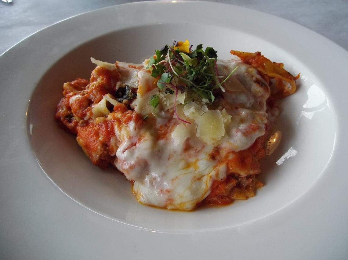 A plate of lasagna from Macaluso’s Italian Restaurant.