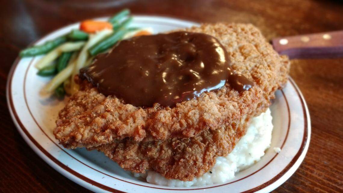 Double stacked schnitzel cutlets from Oddfellas Pub & Eatery in Auburn.