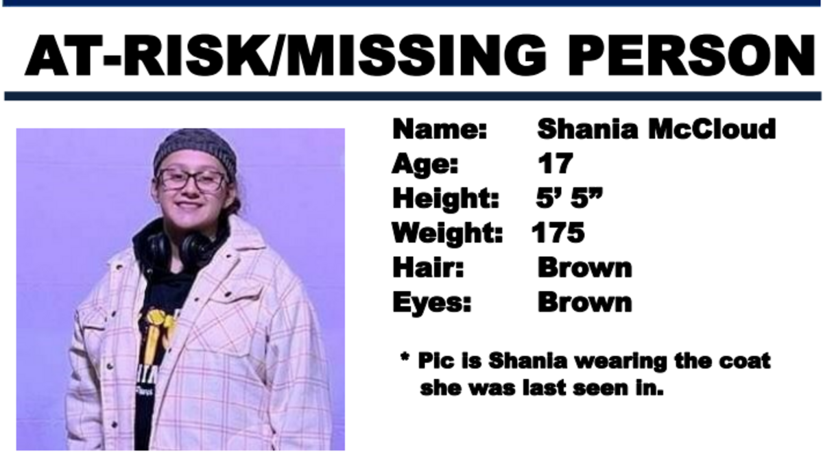 Shania McCloud, 17, was last seen Monday, Feb. 13, 2023 in South Hill, according to the Washington State Patrol. A Missing Indigenous Person Alert was issued for her Tuesday.