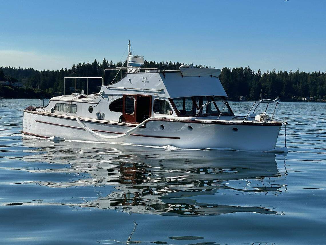 A sinking Ed Monk yacht without a visible owner was spotted in the waters of Filucy Bay and reported to the Washington State Department of Natural Resources on June 27. It was scheduled for emergency removal July 16, 2025.
