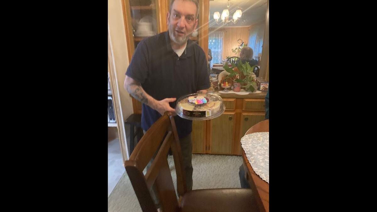 Brian Arnold Emmons, 58, celebrates his birthday in March at his mother’s home in Stanwood. Emmons died Monday, June 8, 2026, in a vehicle crash in Tacoma.