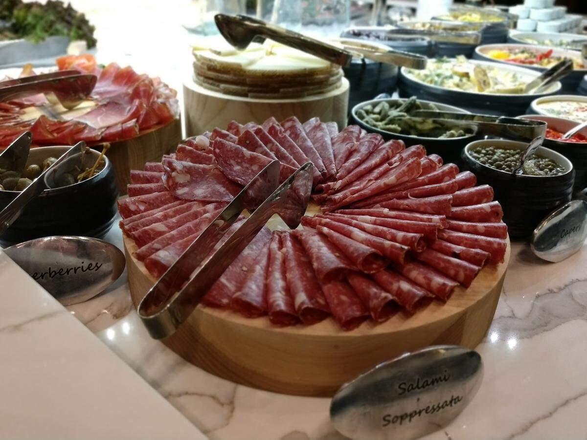 An assortment of meats and cheeses on the cold bar at Tacoma’s Texas de Brazil.