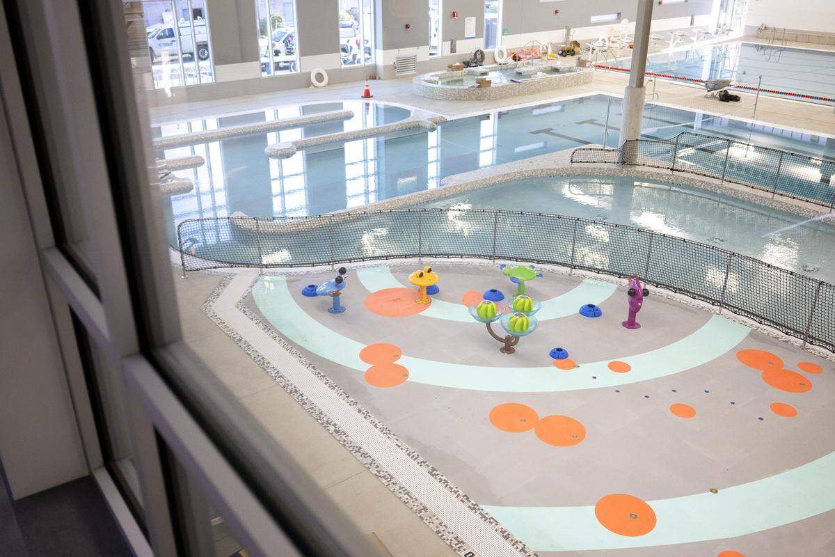 The aquatics center at the new Tacoma Pearl Street Family YMCA includes a lazy river, lap pool, hot tub, sauna and stream room, pictured on Dec. 30, 2025, in Tacoma, Wash.