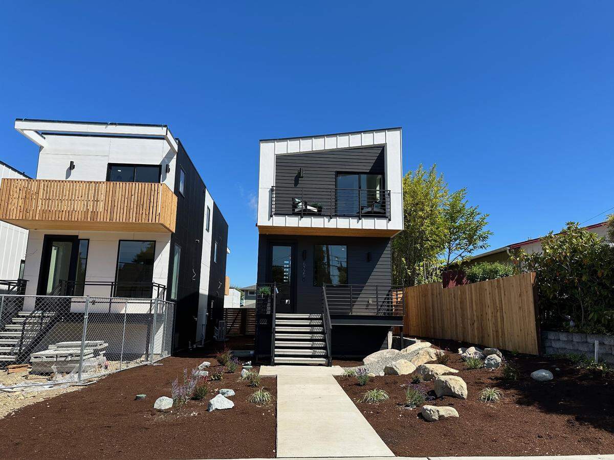 The home seen at right, 5725 N. 48th St., is currently for sale, and the one on the left, 5727 N. 48th St., is set to be the next one completed. Each exterior is slightly different in the group of four homes from Smart Build.