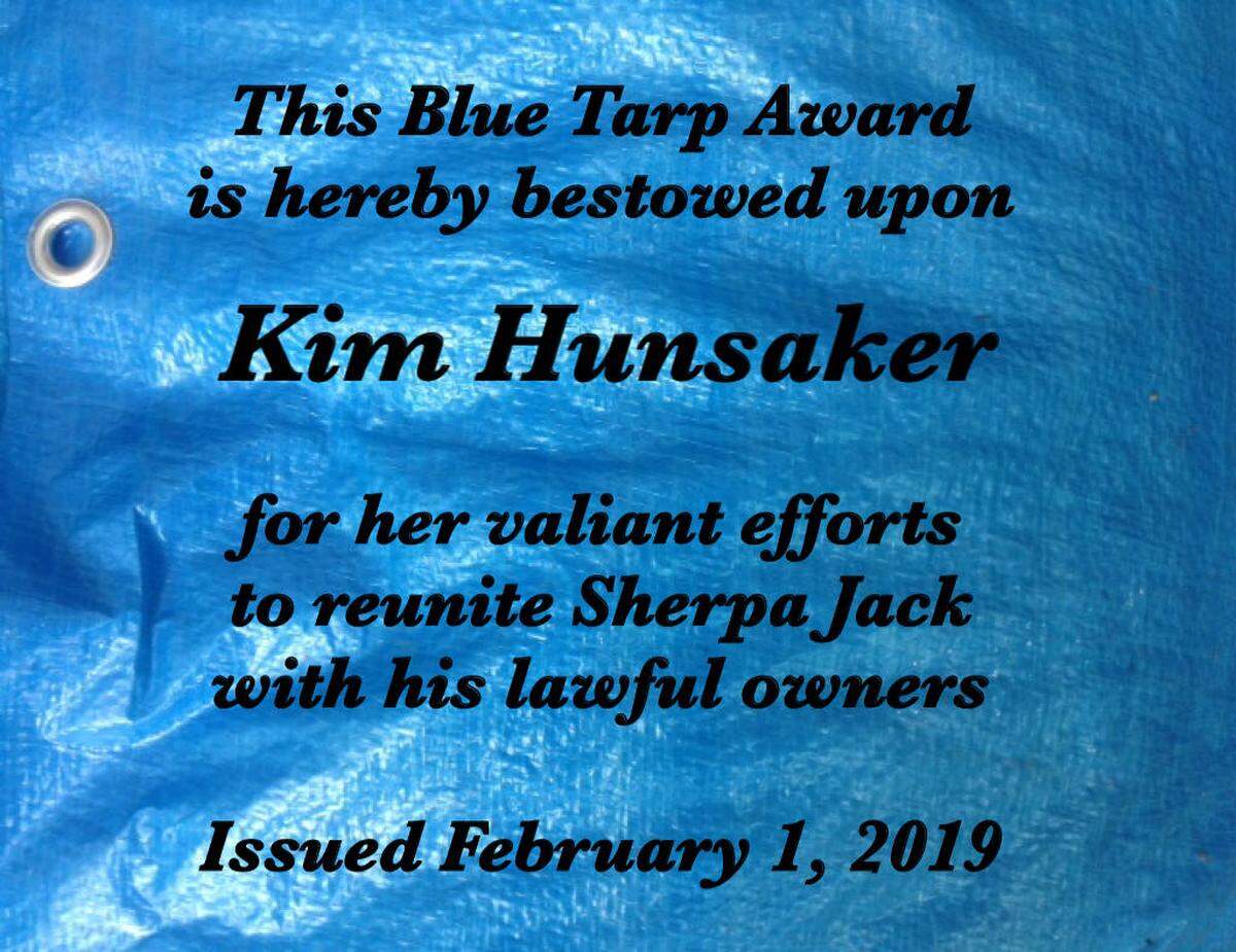 Susan Freiler Mendenhall started the Blue Tarp Awards to recognize members of the Key Peninsula, Washington Facebook group who did good things for the community.