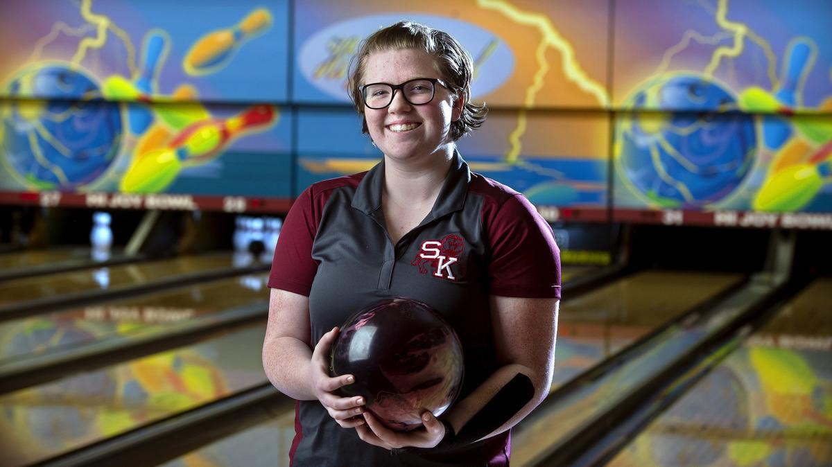 South Kitsap senior Abigail Kay is one of the state’s top 4A bowlers, despite competing with rheumatoid arthritis. She is shown at bowling practice at Hi Joy Bowl in Port Orchard on Tuesday, Jan. 29, 2019.