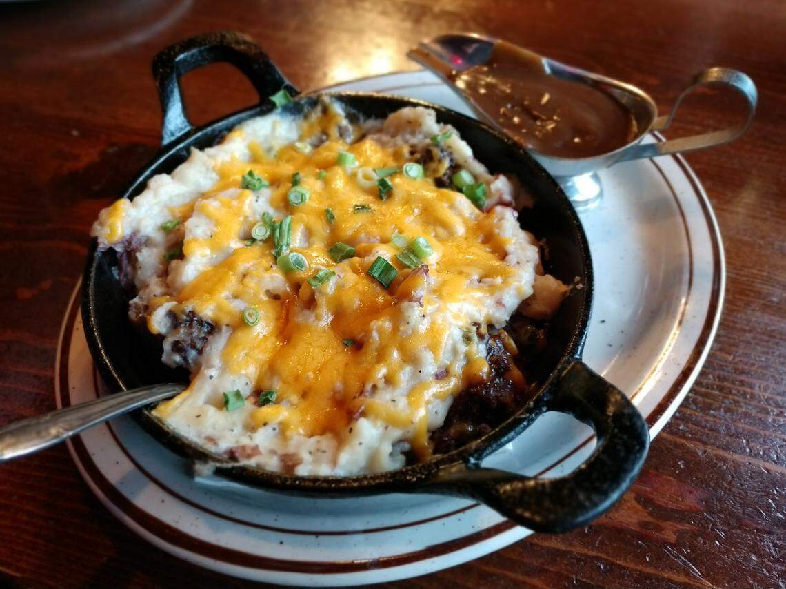 Cottage pie with gravy from Oddfellas Pub & Eatery in Auburn.