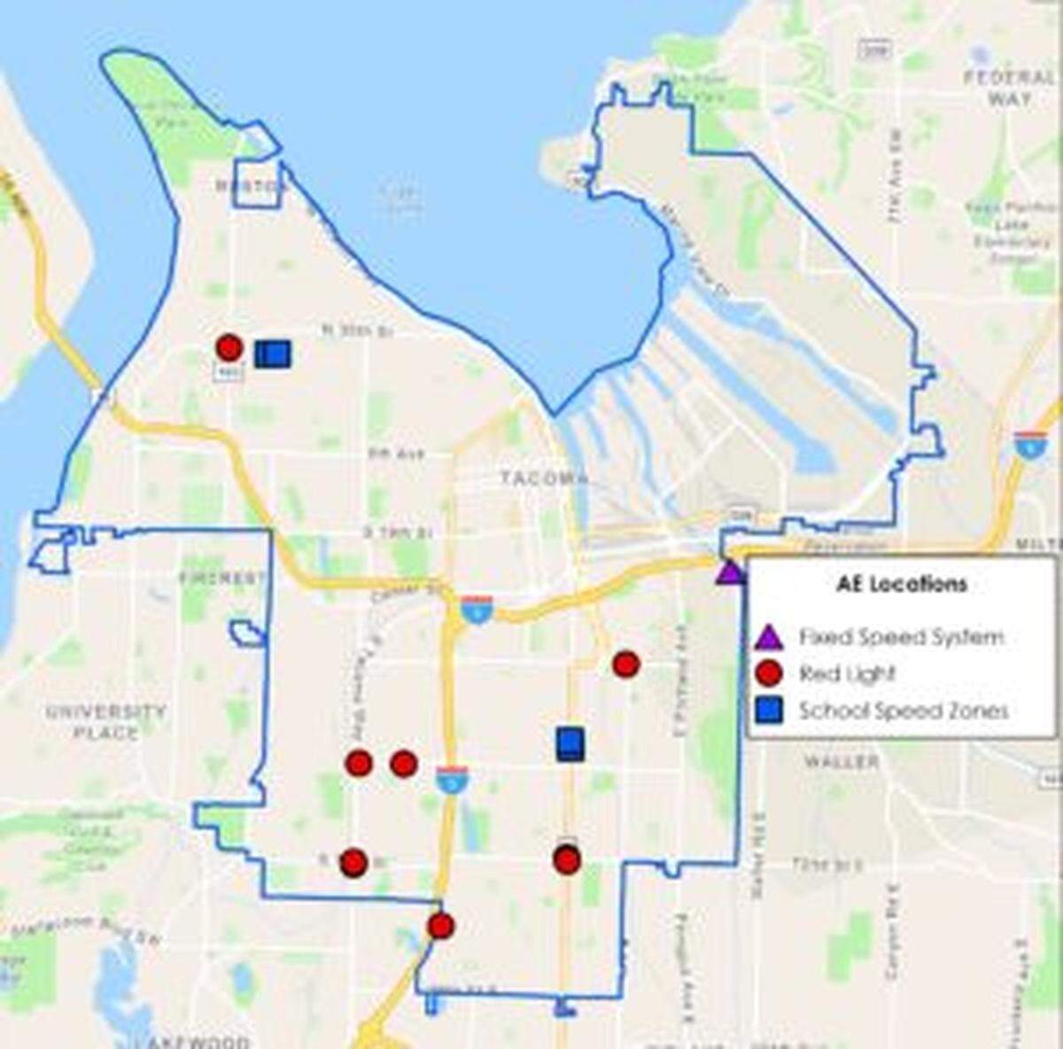 The city of Tacoma has one speed camera, four school-zone speed cameras and nine red-light cameras, though it might soon expand that list.