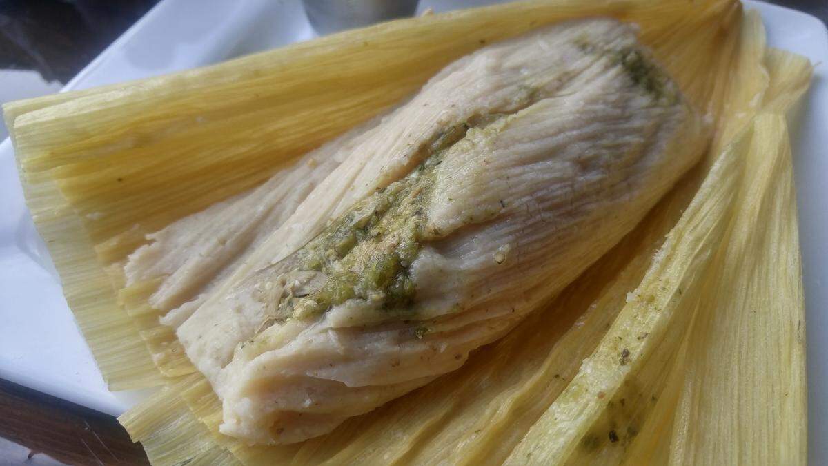 A chicken tamale from Red Star Taco Bar Tacoma.
