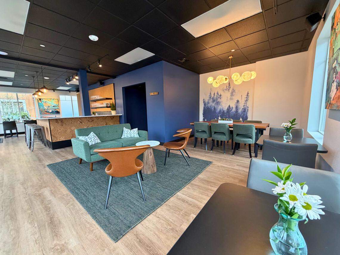 Spruce Hill’s Winery Gig Harbor tasting room is larger than its tasting room in Seattle, with a kitchen and space big enough to accommodate groups. 