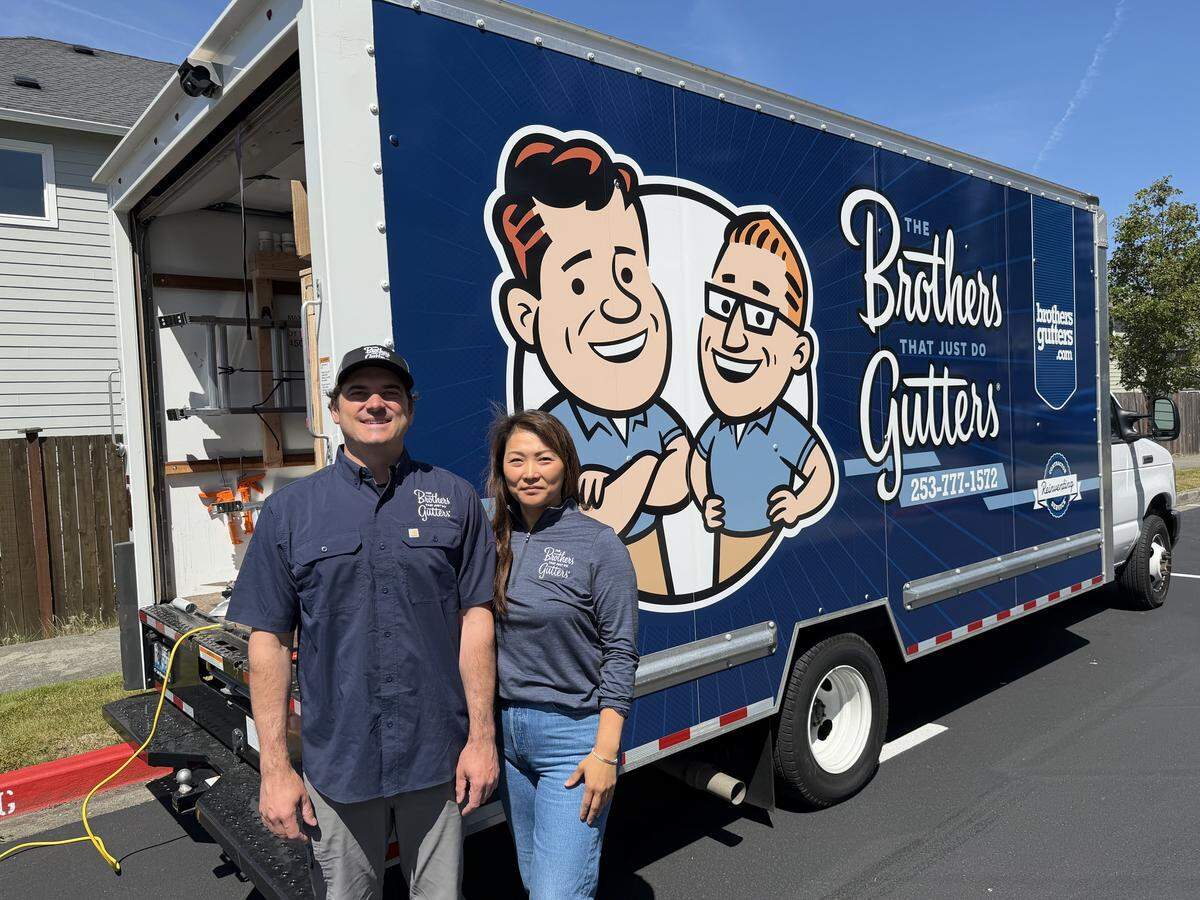 Zeke and Jamie Edwards, co-owners of The Brothers That Just Do Gutters of Tacoma, started offering services May 19.