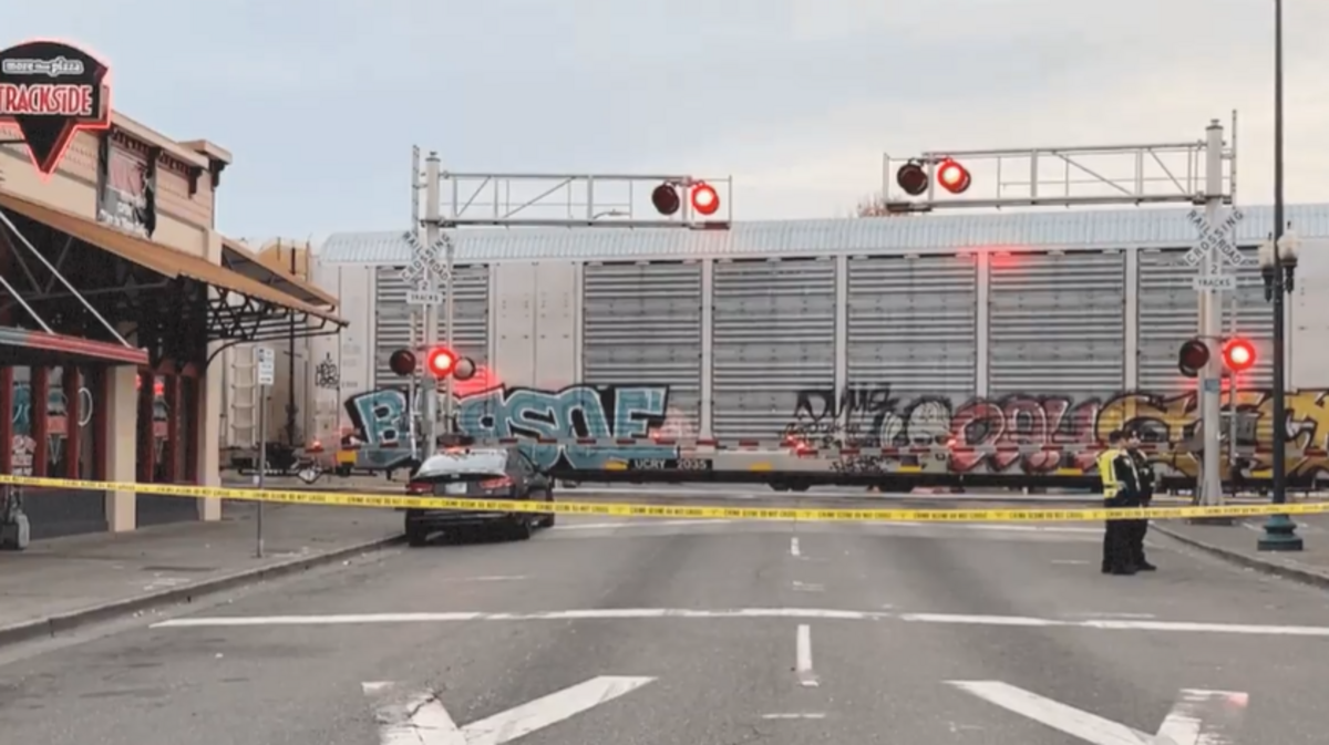 Following a fatal train collision with a pedestrian, multiple intersections in downtown Puyallup were closed Saturday morning, Oct. 18, 2025.