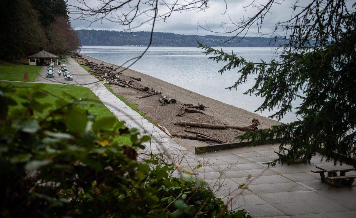 Owen Beach at Point Defiance Park will close for about a year starting this summer. A new picnic pavilion, children’s play area and parking will be pushed farther inland in anticipation of rising sea levels. Photographed in Tacoma, Wash., on Monday, Jan. 13, 2020.