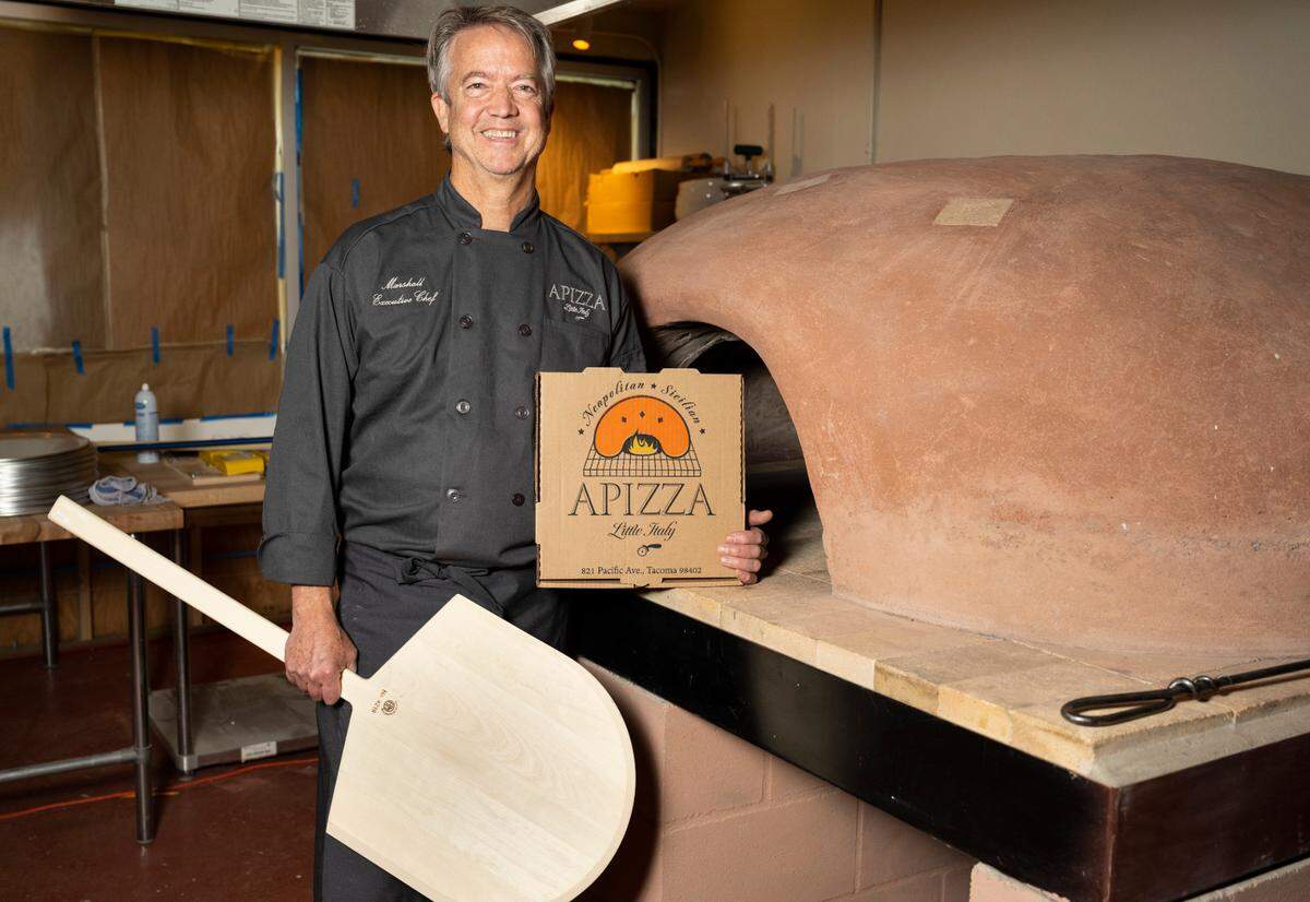 Jett first built a clay pizza oven as a hobby in the early 2000s. He estimates the oven at APIZZA in Tacoma weighs about 12,000 pounds.