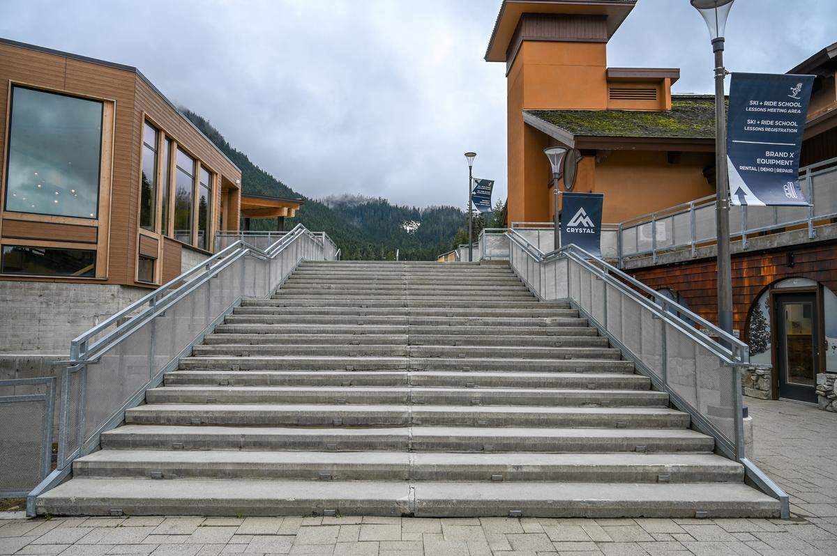 The stairway to Crystal Mountain in May 2026.