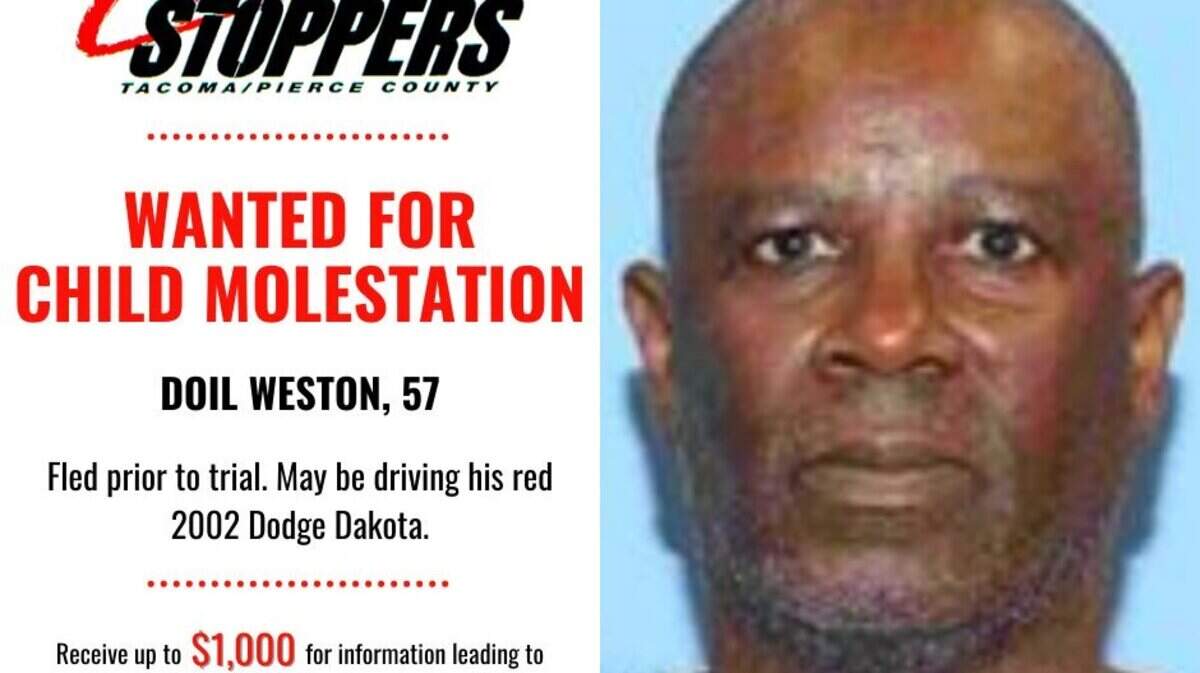 Pierce County Sheriff’s Department shared a Crime Stoppers bulletin Thursday asking for help locating a defendant in a child molestation case who deputies say fled before trial. Doil Weston didn’t appear for a trial readiness hearing Feb. 3, 2023, and a bench warrant was issued for his arrest about a week later.