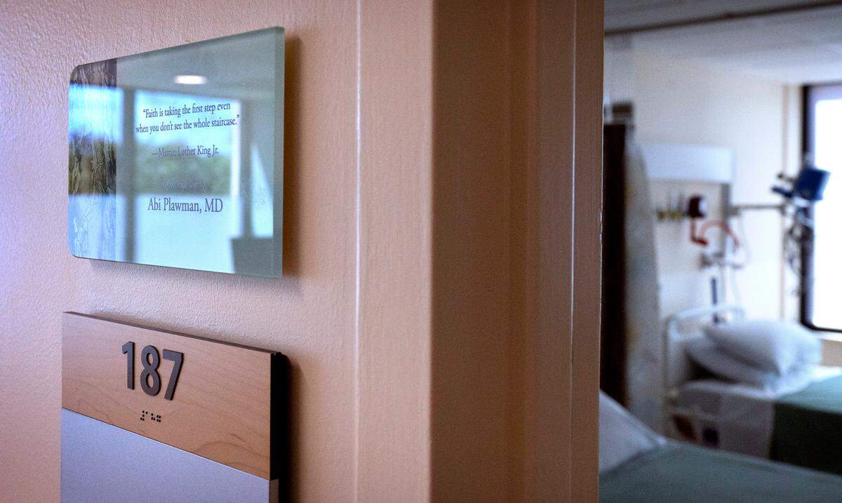 Inspirational messages grace the entrance to each of the 18 patient rooms in the new START Unit for pregnant people with substance use disorders at Good Samaritan Hospital in Puyallup, Washington on Tuesday, July 19, 2022.