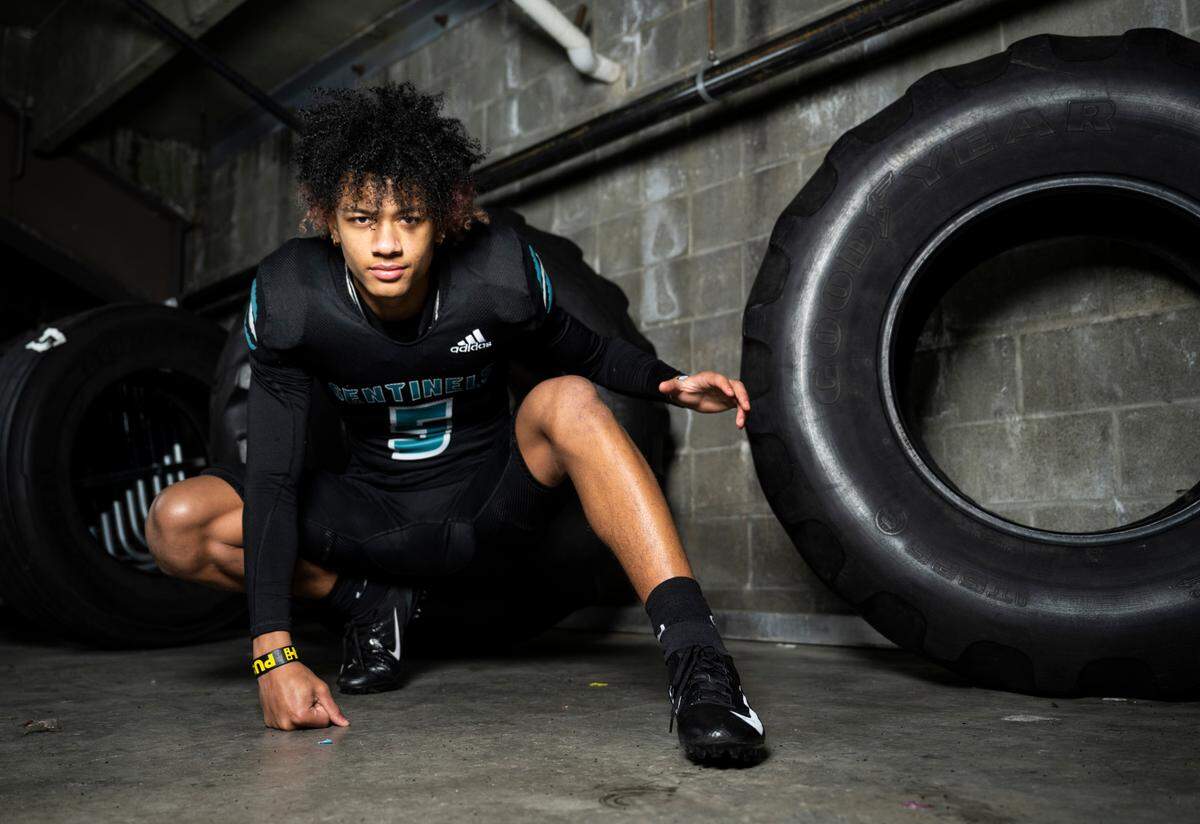 Spanaway Lake senior Zion Jones poses for a portrait after being selected as a defensive back for The News Tribune’s 2022 All-Area football team, at Mount Tahoma High School in Tacoma, Wash. on Dec. 4, 2022.