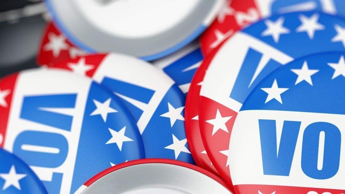 vote election badge button for 2016 background 3d Illustrationsxx