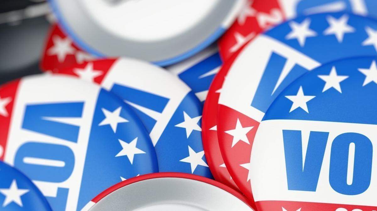 vote election badge button for 2016 background 3d Illustrationsxx
