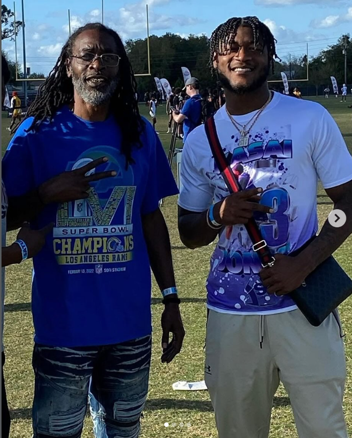Seahawks linebacker Ernest Jones IV (right) with his father Ernest Jones III before his dad passed away in July 2025 in the family’s hometown in Georgia.
