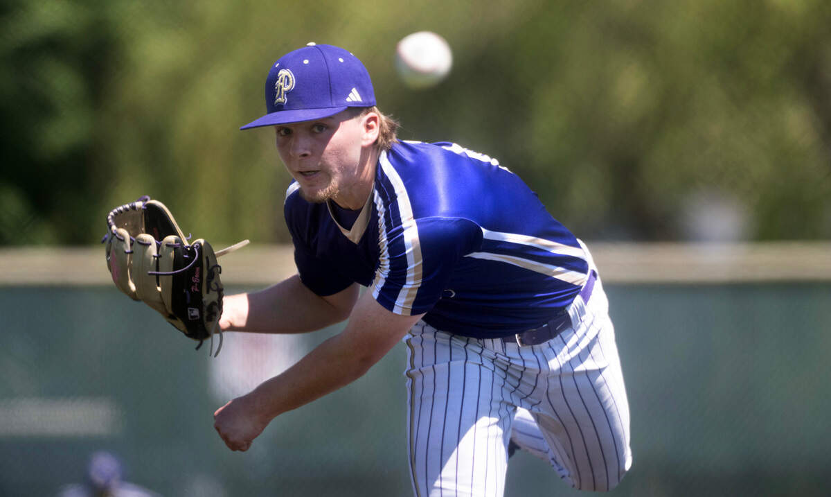 Puyallup pitcher Michael LeJeune delivers during the 4A District 3/4 baseball semifinal game against the Camas Papermakers at Art Wright Field in Kent, Washington,l on Saturday, May 11, 2024.