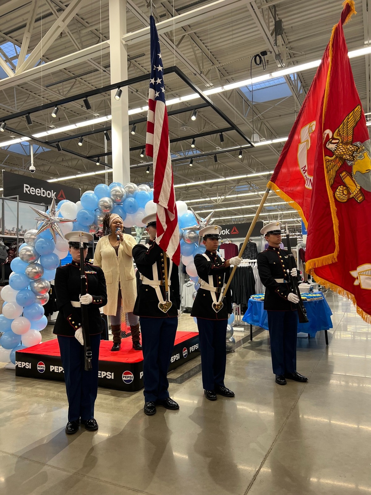 A military Color Guard ceremony was performed Friday as part of a storewide Walmart celebration, 1965 S. Union Ave., Tacoma.