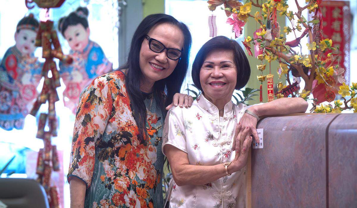 Lisa Mathusz (left) and Lee Lee Lam founded Tacoma’s Lunar New Year Festival 35 years ago in 1990. They are shown in Lam’s business, Lorinda’s Hair Care, in the Lincoln District of Tacoma, Washington, on Friday, Jan. 24, 2025.
