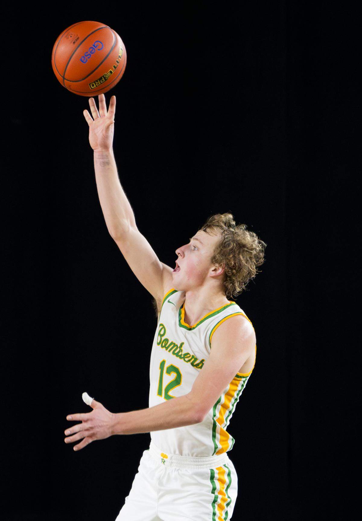 Richland’s Joshua Woodard (12) shoots the ball during the second half of the Class 4A state championship game against Mount Si at the Tacoma Dome, on Saturday, March 2, 2024, in Tacoma, Wash.