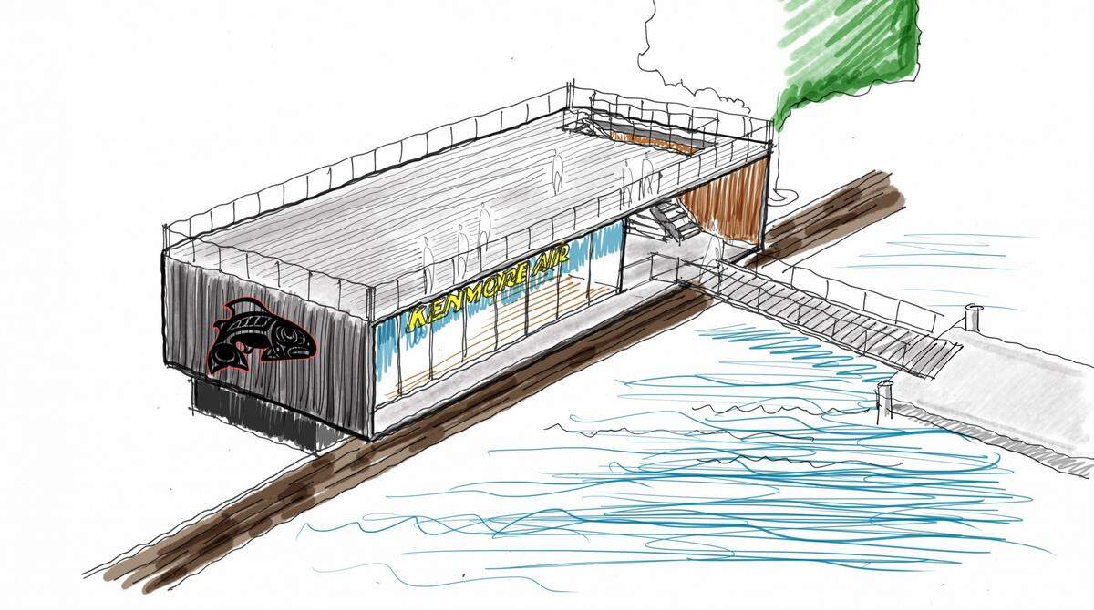 This artist conception outlines plans for the new dock and terminal on Puyallup Tribal property along Ruston Way.