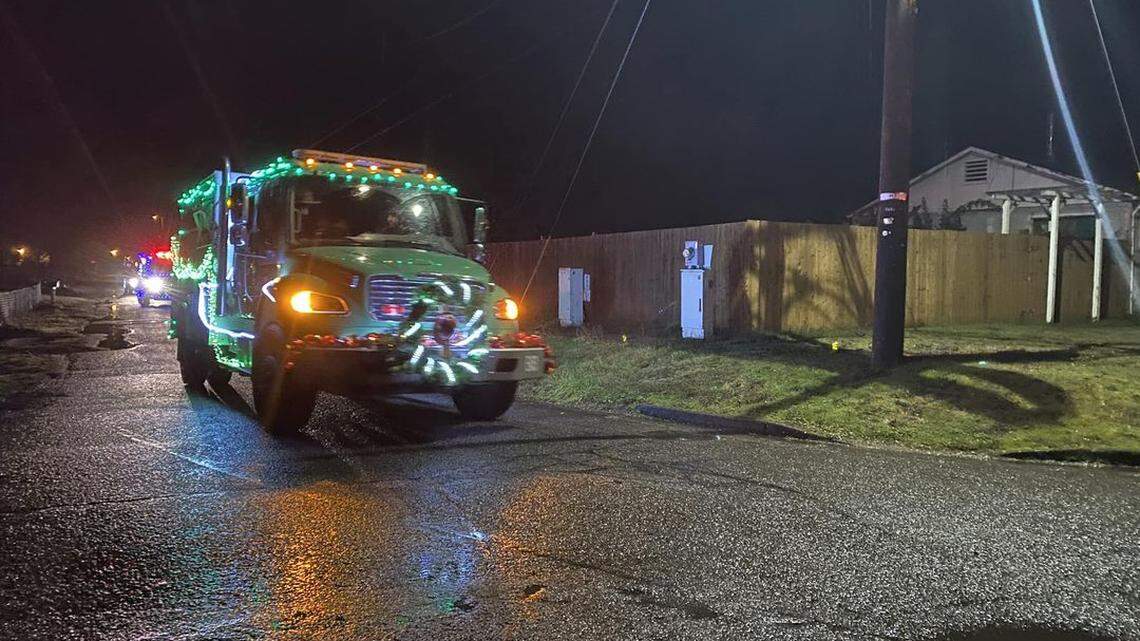 A driver (not the one in this picture) sped through a parade and struck a 9-year-old child who was handing out candy on Dec. 10, 2022, in Oakridge, Oregon, police said. The holiday parade was hosted by city first responders.