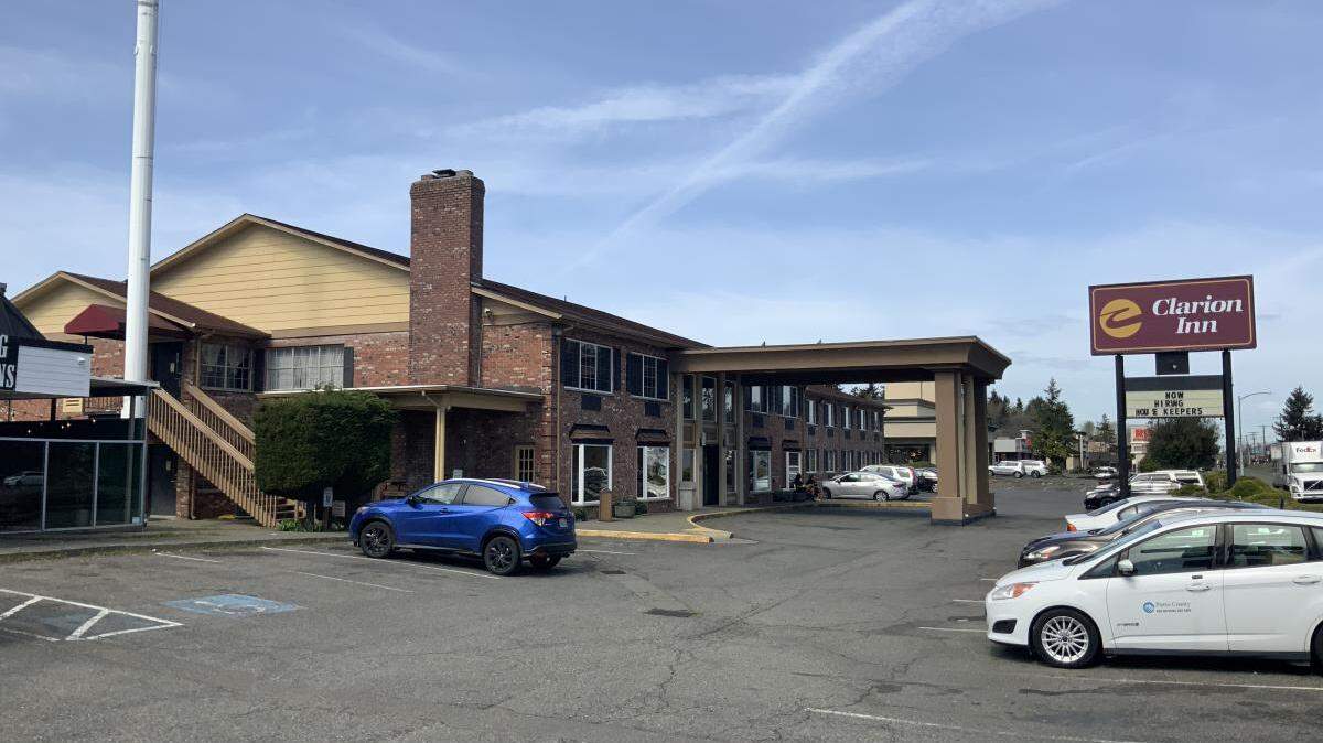 The former Clarion Inn (seen here in April 2022), could be converted into residential use, according to plans now under consideration filed with the city of Tacoma. The site is at 6802 Tacoma Mall Blvd.
